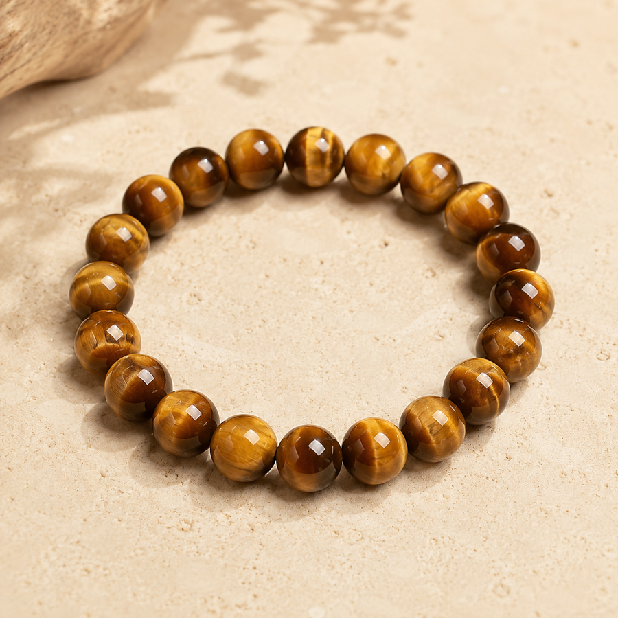 Bracelet oeil de tigre dans un décors sobre 