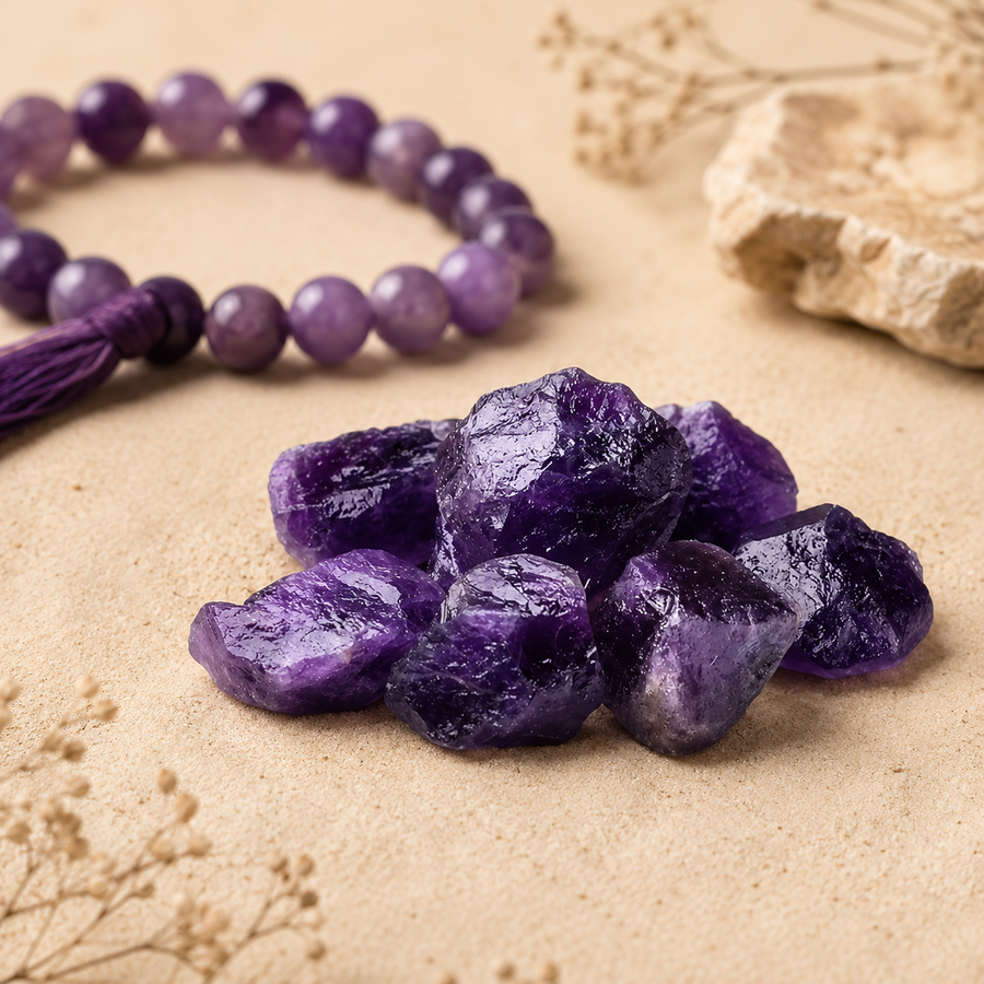 Améthystes naturelles aux nuances violettes