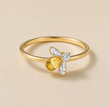 Bague Citrine abeille dorée vue dans son ensemble