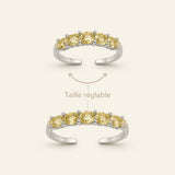 Système de taille réglable de la bague Citrine en argent 925