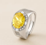 Bague Citrine pour homme en argent sterling 925
