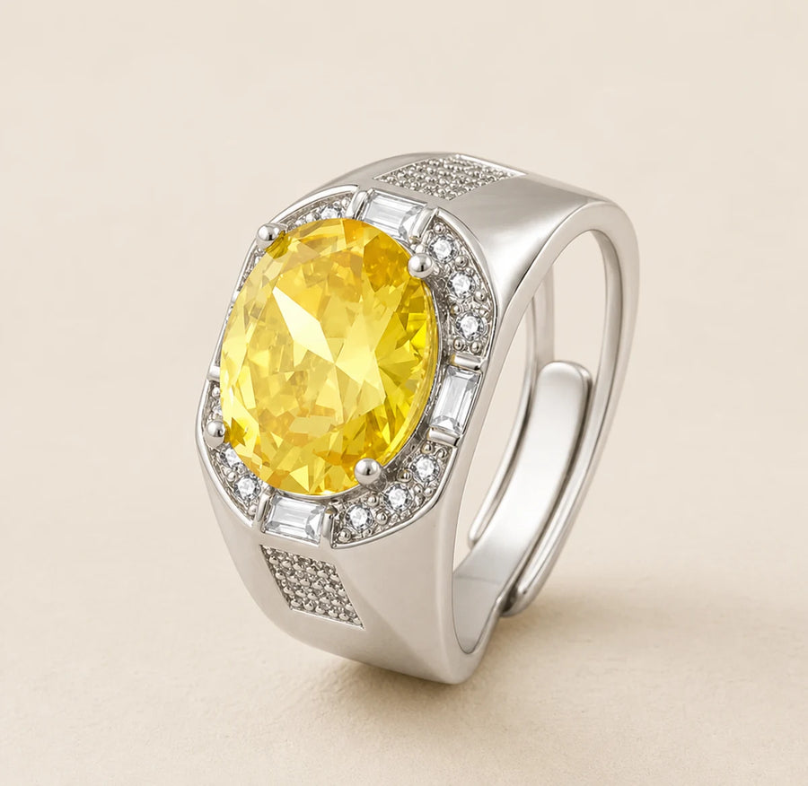 Bague Citrine pour homme en argent sterling 925