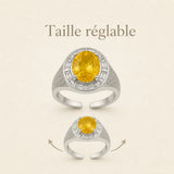 Système réglable de la bague Citrine homme en argent 925