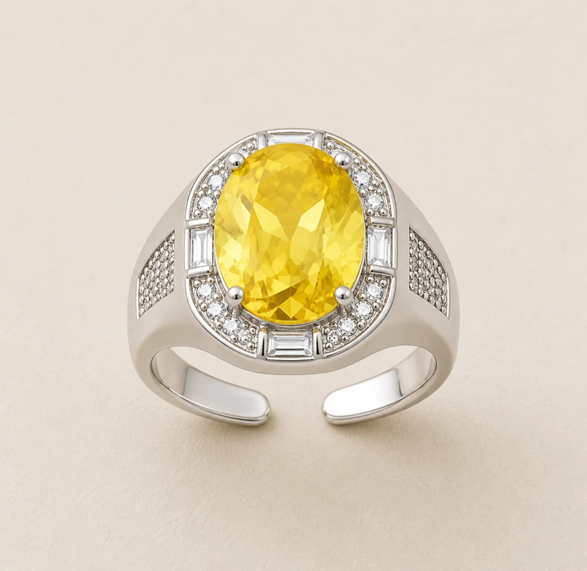 Bague réglable Citrine homme vue dans son ensemble