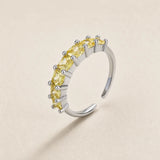 Bague réglable en argent 925 ornée d’une rangée de Citrines