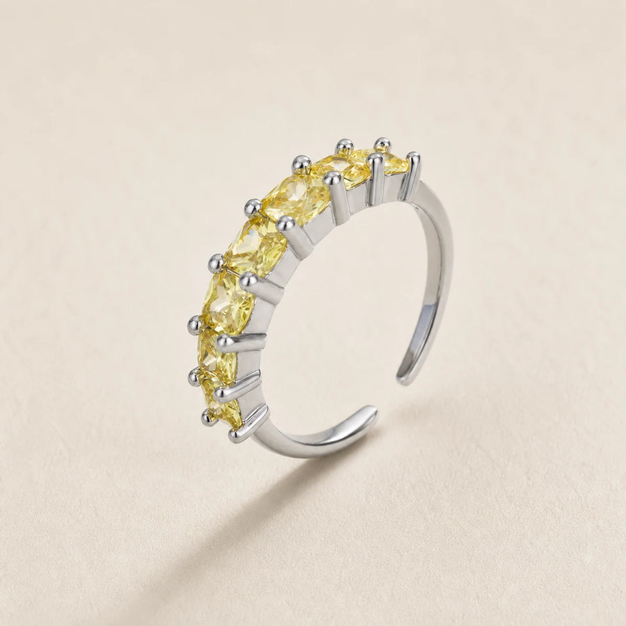 Bague réglable en argent 925 ornée d’une rangée de Citrines