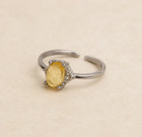 Bague réglable en Citrine naturelle 7 mm sur monture en cuivre