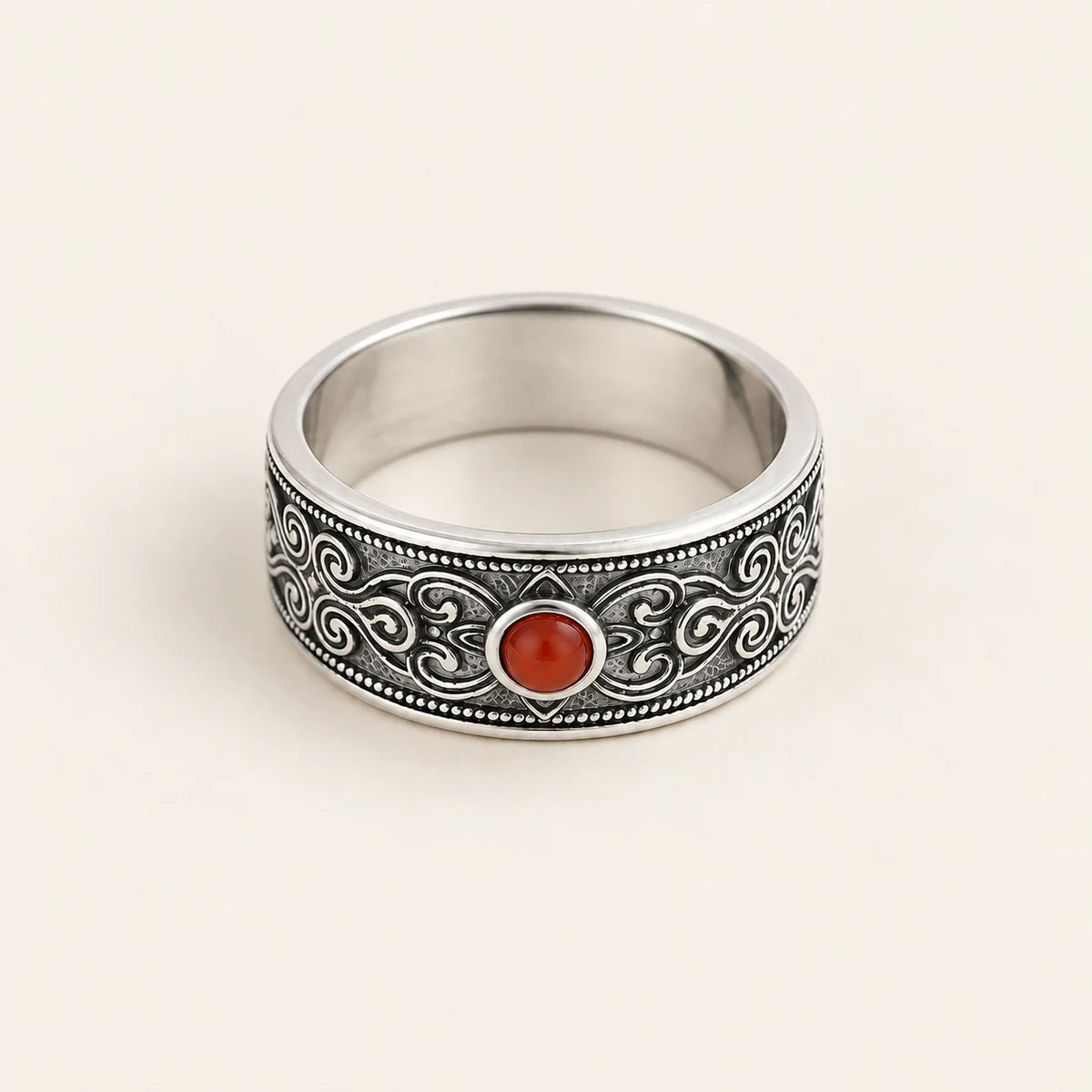Bague Cornaline en argent 925 vue dans son ensemble