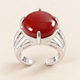 Bague Cornaline rouge réglable vue dans son ensemble