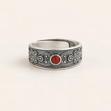 Bague Cornaline ornementale en argent sterling 925