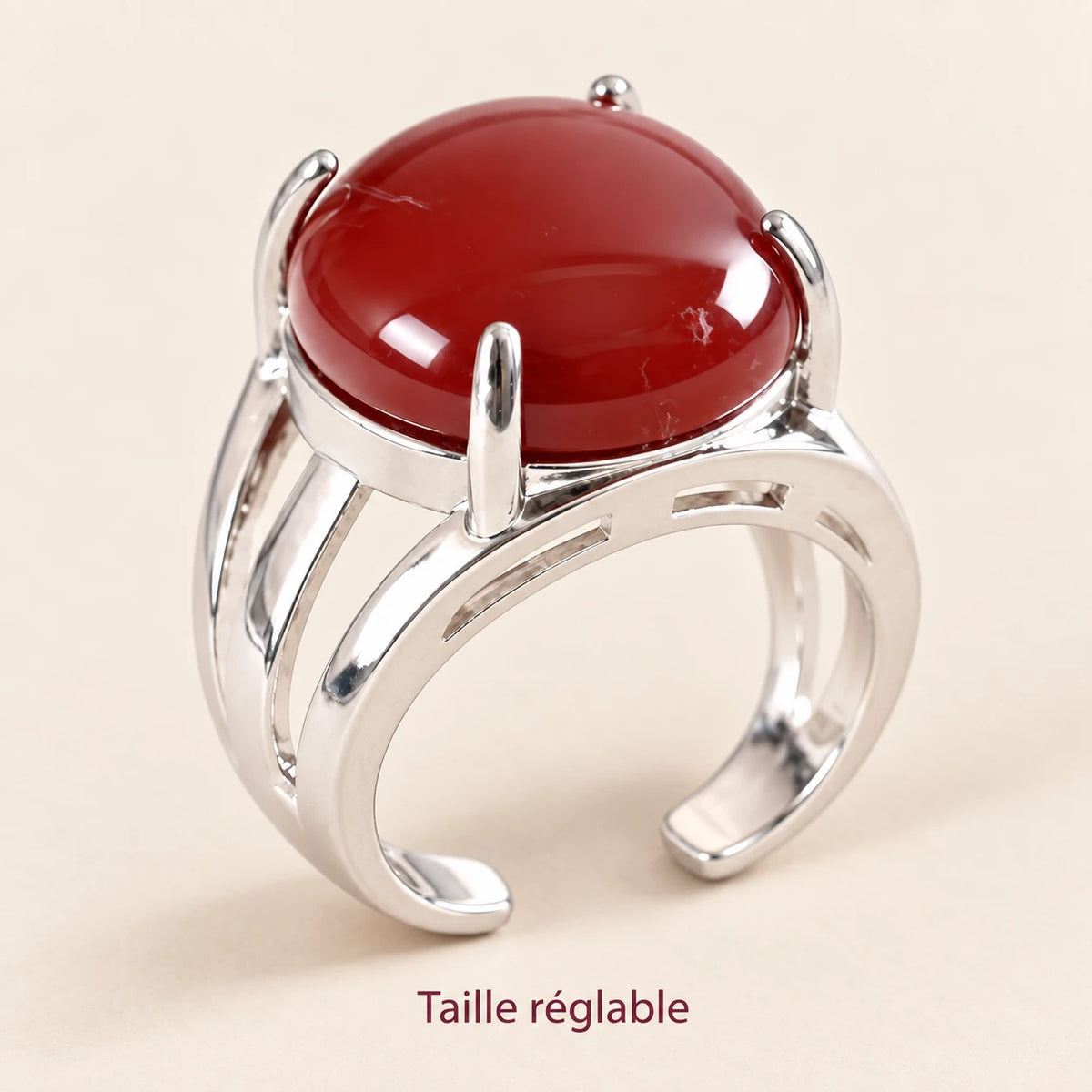 Système réglable de la bague Cornaline rouge