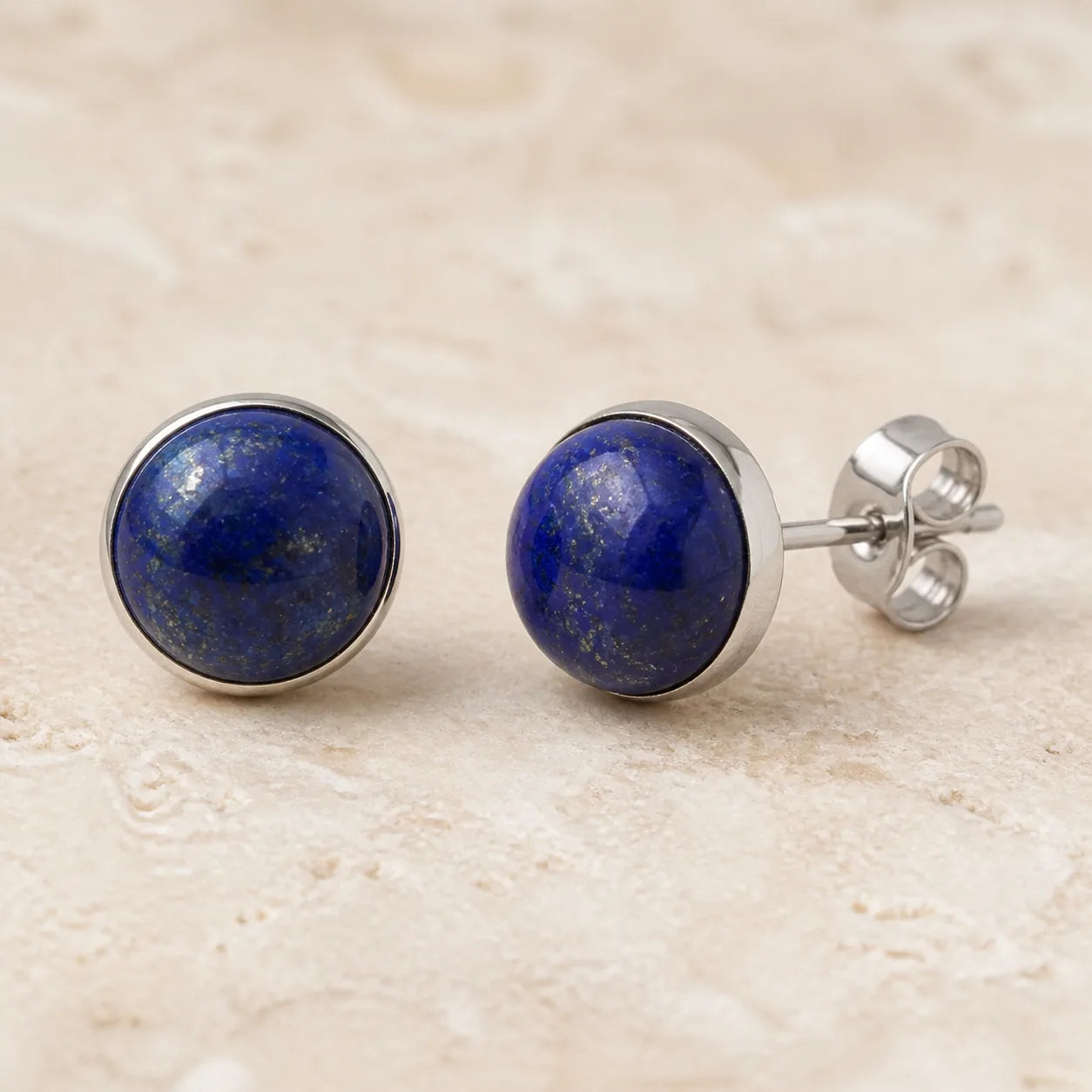 Boucles d’oreilles à clous en Lapis Lazuli rond 8 mm