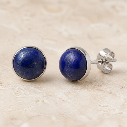 Boucles d’oreilles à clous en Lapis Lazuli rond 8 mm