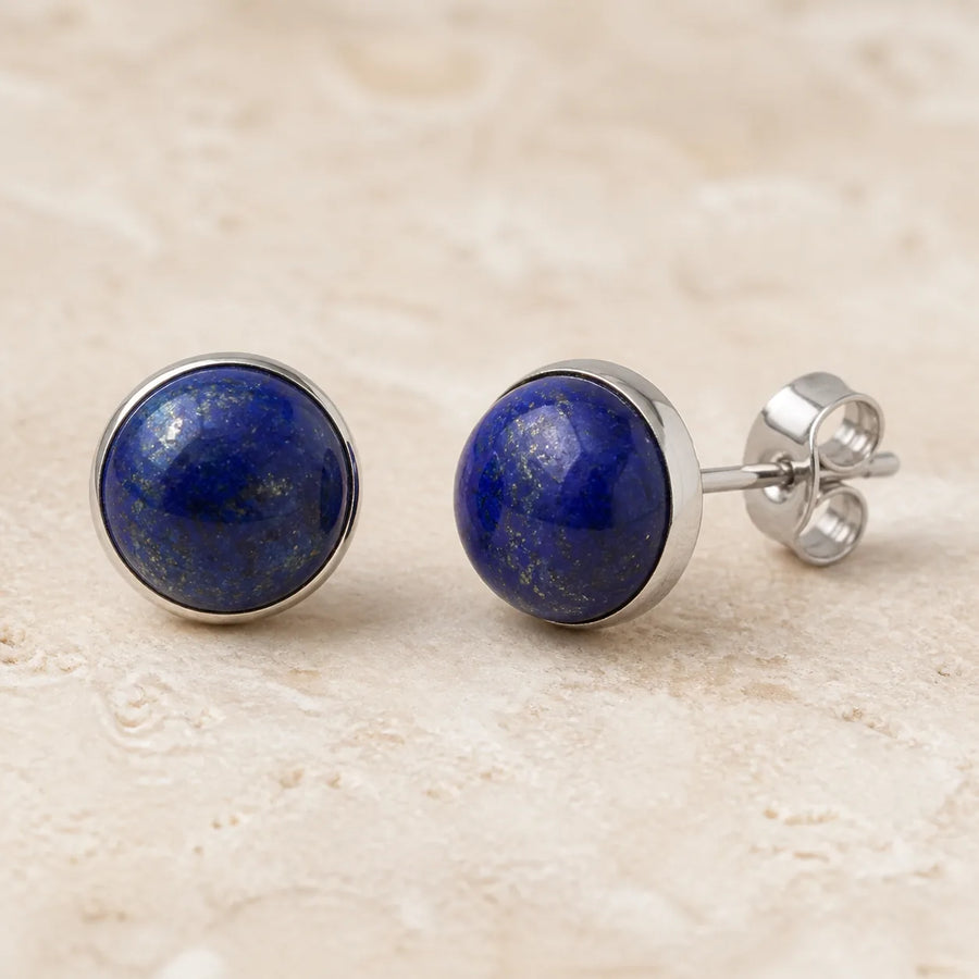 Boucles d’oreilles à clous en Lapis Lazuli rond 8 mm