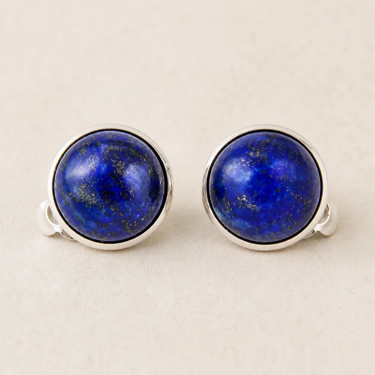 Boucles d’oreilles Lapis Lazuli à cabochons ronds