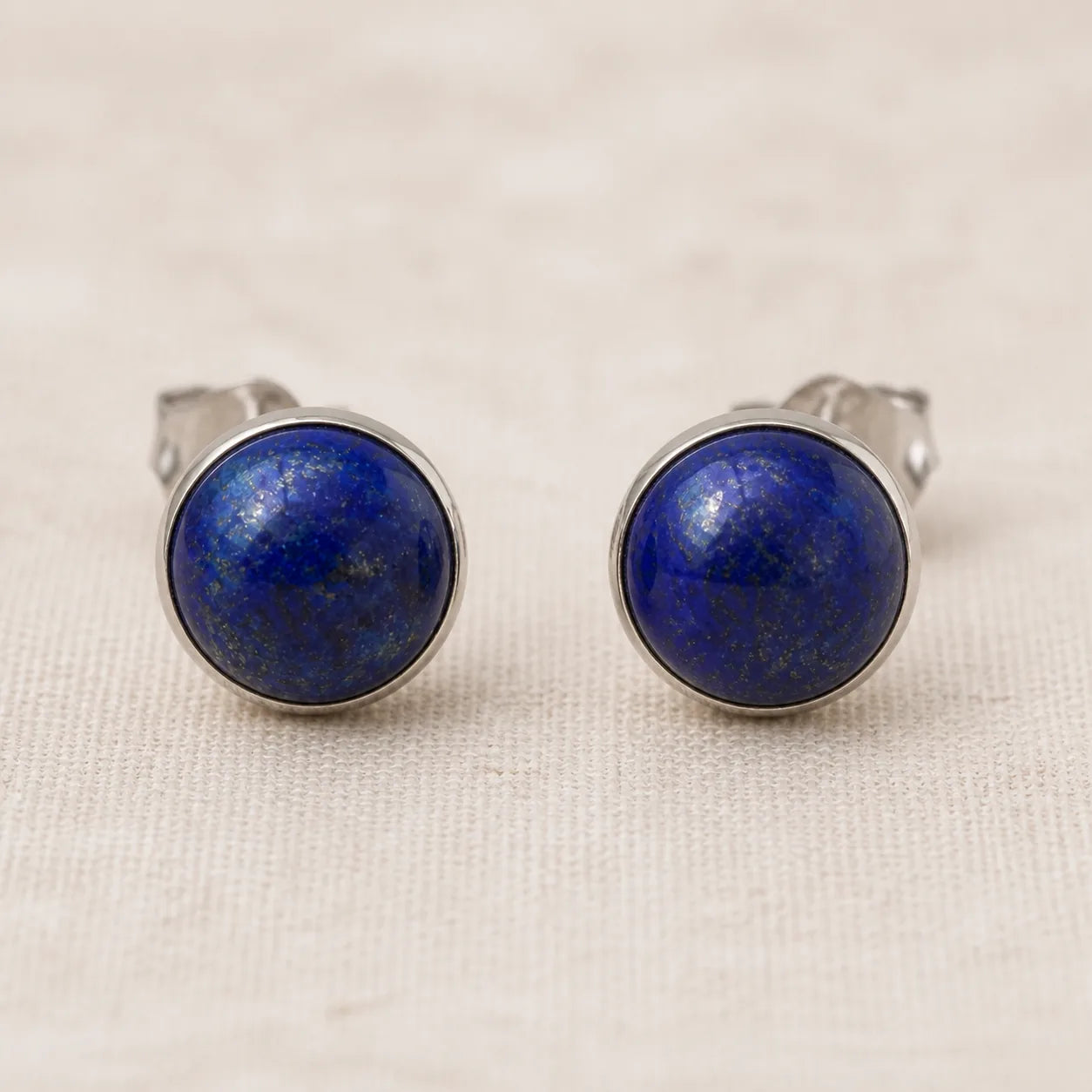 Boucles d’oreilles rondes en Lapis Lazuli de 8 mm