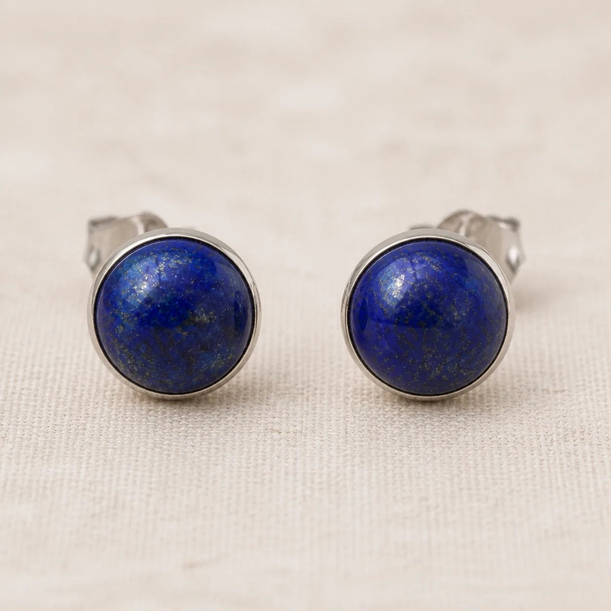 Boucles d’oreilles rondes en Lapis Lazuli de 8 mm