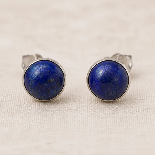 Boucles d’oreilles rondes en Lapis Lazuli de 8 mm