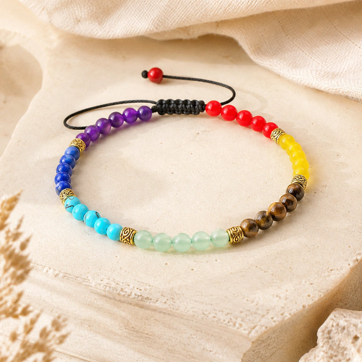Bracelet 7 Chakras Femme — Pierres Naturelles 4 mm