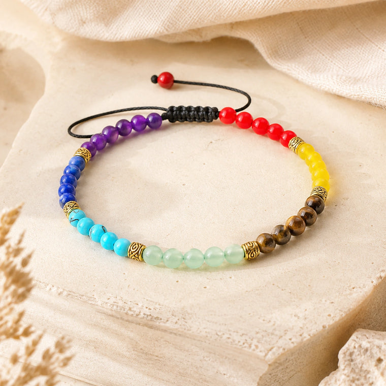 Bracelet 7 Chakras Femme — Pierres Naturelles 4 mm