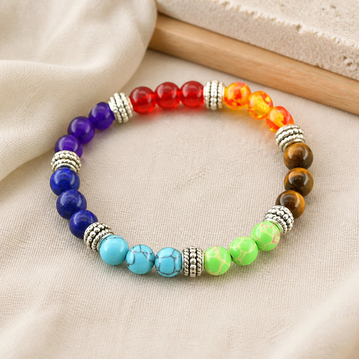 Bracelet 7 Chakras en Pierres Naturelles — Perles 8 mm