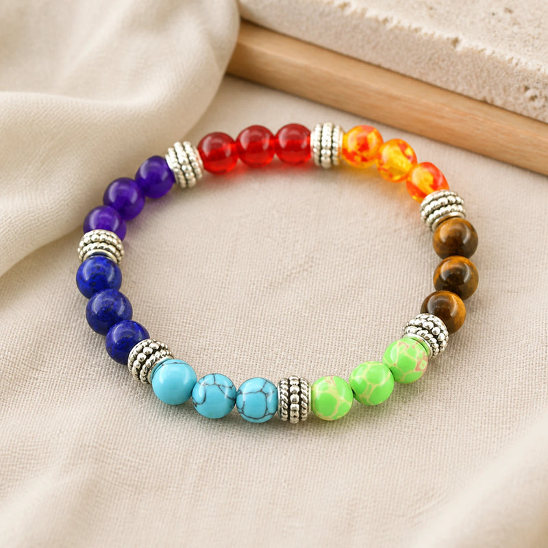 Bracelet sept chakras en pierres naturelles