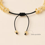 Système de réglage du bracelet Citrine sur cordon noir