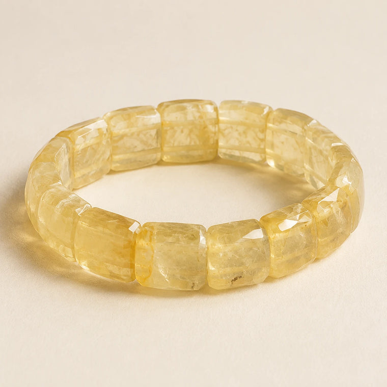 Bracelet Citrine Facettée — Perles 12 × 15 mm