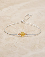Bracelet Citrine minimaliste ajustable avec pierre centrale jaune