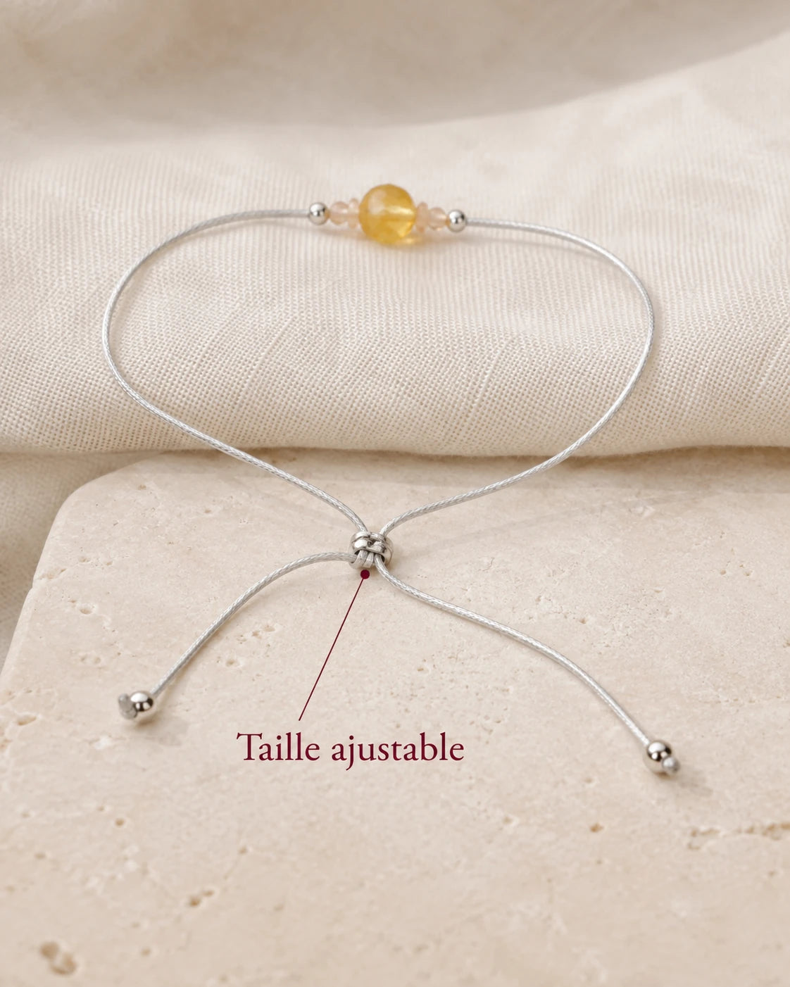 Système de réglage du bracelet Citrine ajustable