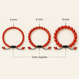 Bracelet Cornaline ajustable en perles de 4, 6 et 8 mm