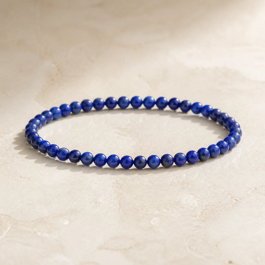 Bracelet fin en Lapis Lazuli avec perles rondes de 4 mm