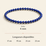 Dimensions du bracelet fin Lapis Lazuli en perles de 4 mm