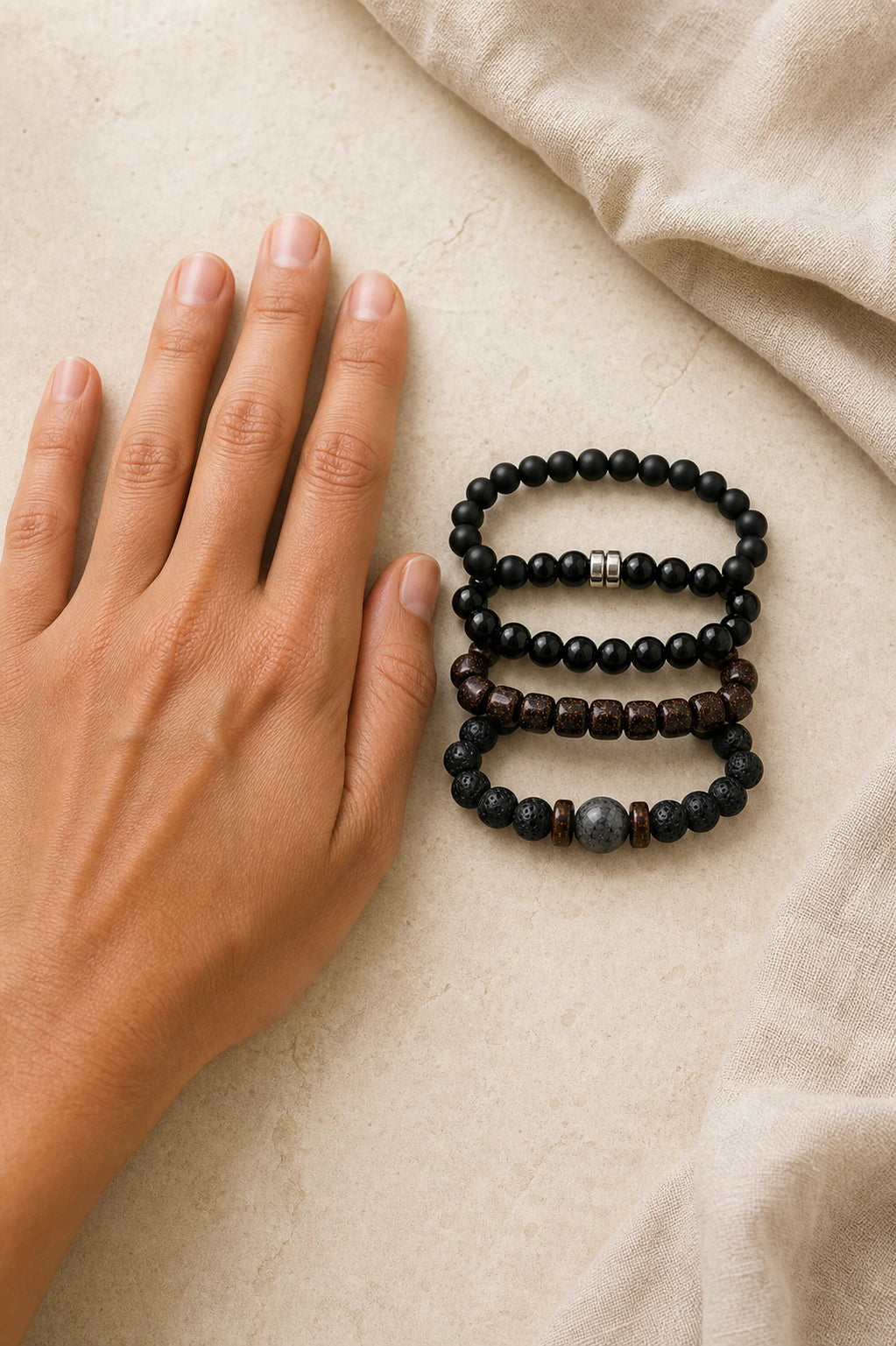 Dimensions du bracelet en trois pierres naturelles de 19 cm