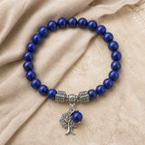 Bracelet en Lapis Lazuli 8 mm avec Arbre de Vie vu du dessus