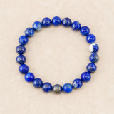 Bracelet en perles rondes de Lapis Lazuli vu du dessus