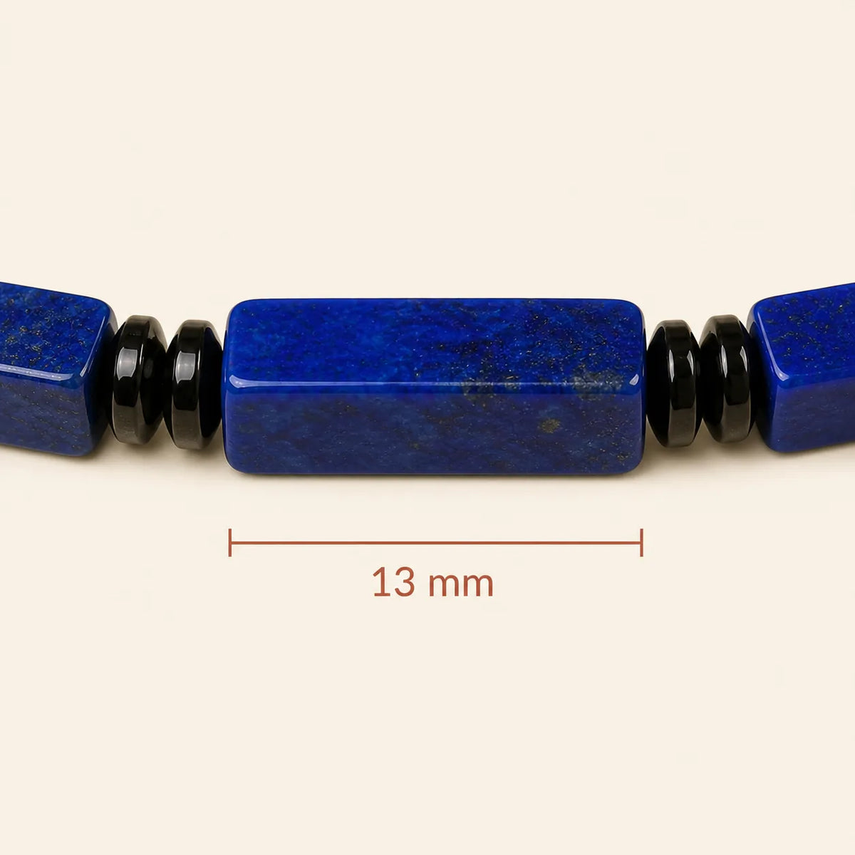 Dimension 13 mm des pierres du bracelet Lapis Lazuli