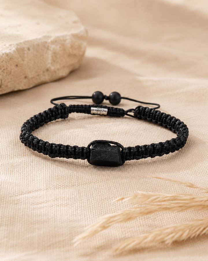 Bracelet Minimaliste en Tourmaline Noire Brute