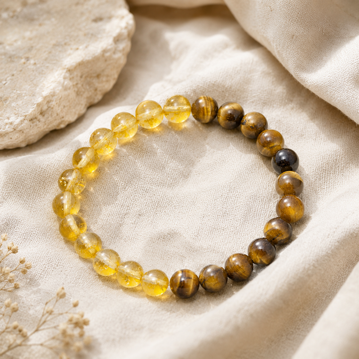 Bracelet Solen — Œil de Tigre & Citrine