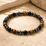 Bracelet œil de tigre et onyx noir en pierres naturelles