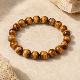 Vue complète d’un bracelet œil de tigre en perles rondes polies