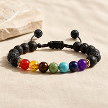 Bracelet Pierre de Lave et 7 Chakras en pierres naturelles.
