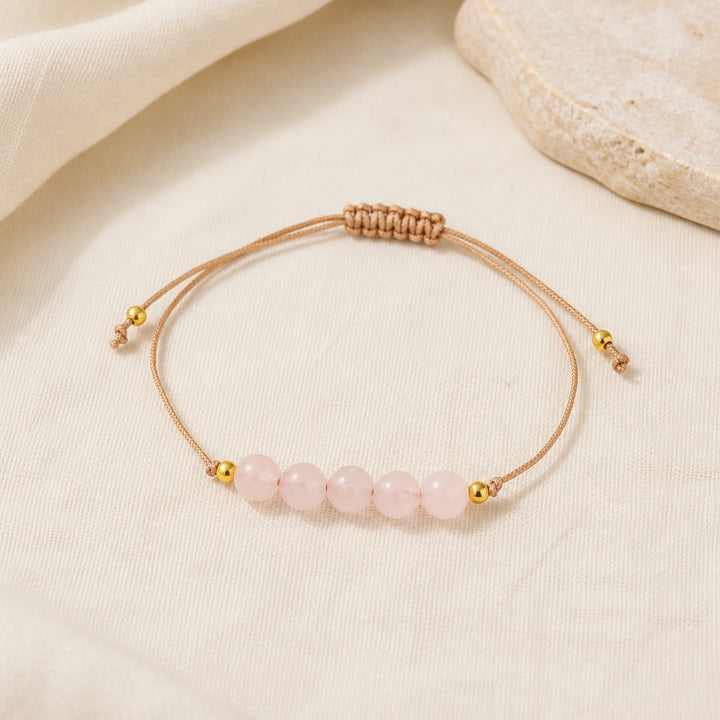 Bracelet Quartz Rose Minimaliste à Cordon Ajustable