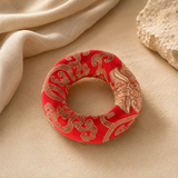 Coussin rouge et or pour bol tibétain