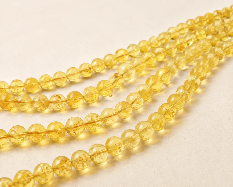 Perles rondes en Citrine disponibles de 6 à 12 mm