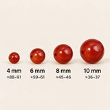Comparaison des perles Cornaline de 4, 6, 8 et 10 mm