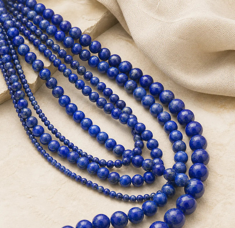 Perles rondes naturelles en Lapis Lazuli pour création de bijoux