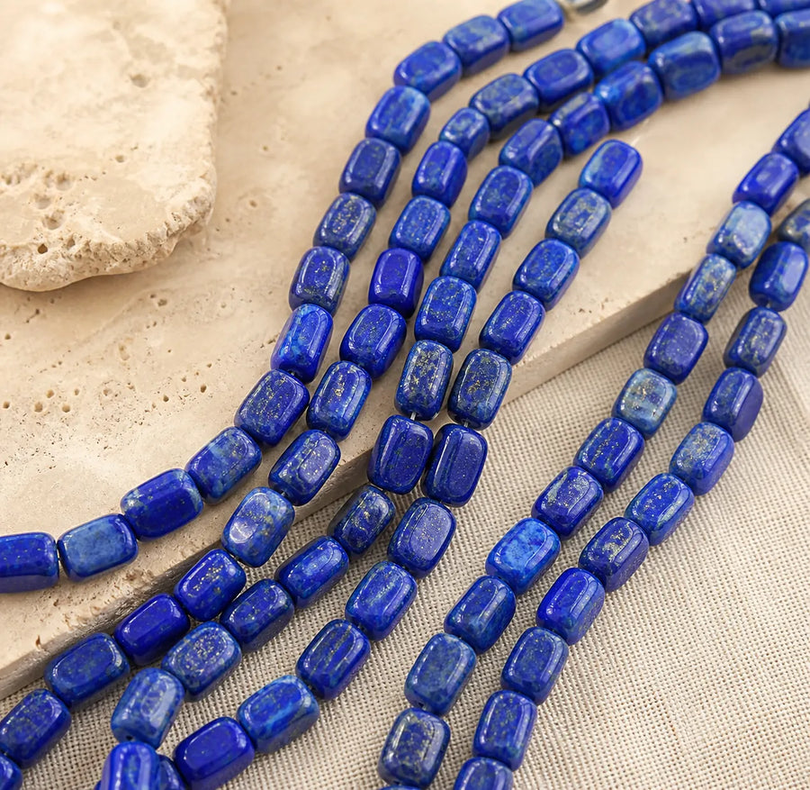 Perles rectangulaires en Lapis Lazuli naturel 8 × 12 mm