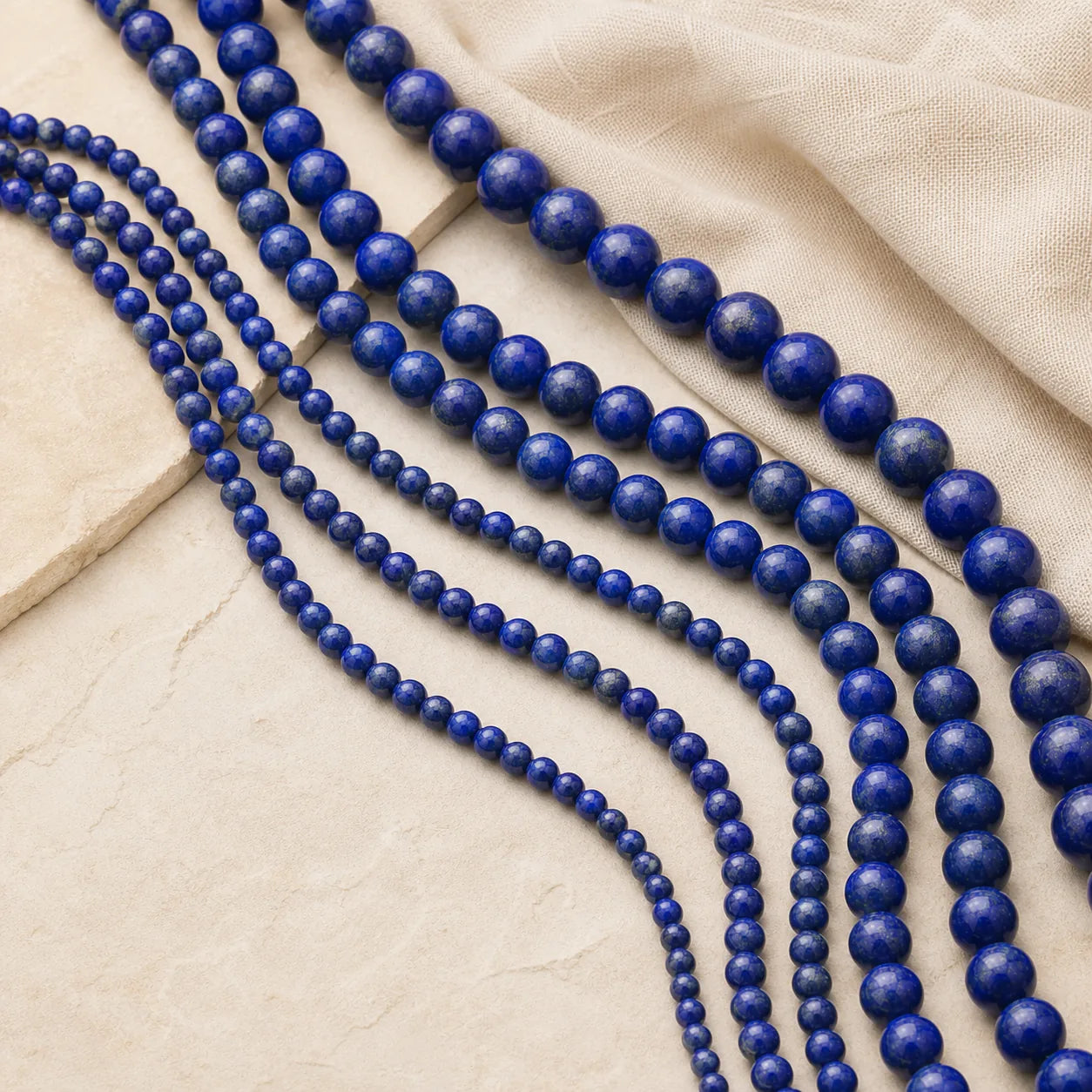 Rangs de perles rondes en Lapis Lazuli naturel