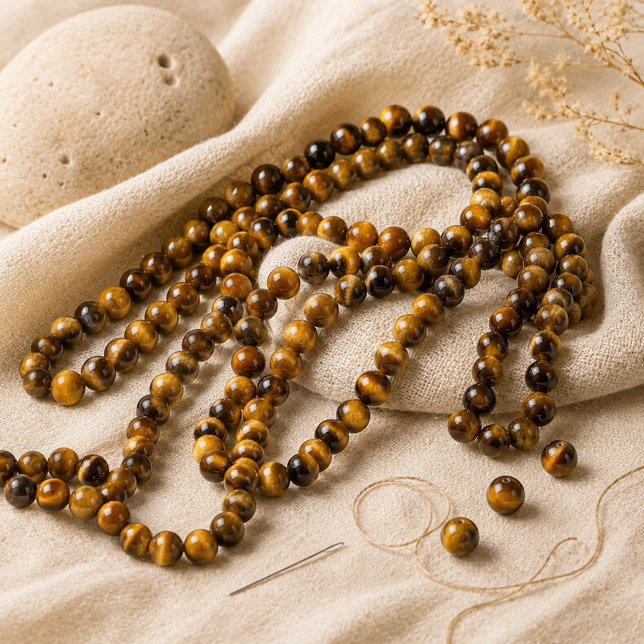 Perles œil de tigre pour création de bijoux naturels